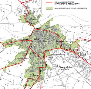 mappa della città con vie percorribili