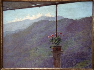 foto quadro Morbelli vaso di gerani
